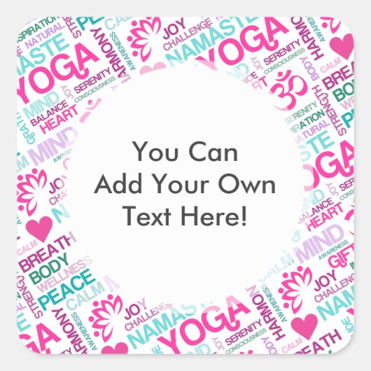 Namaste, Peace and Harmony Pink YOGA-patroon Vierkante Sticker (Voorkant)