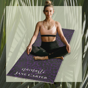 Namaste personaliseer Elegant Paars Black Leopard Yogamat