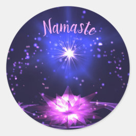 Namaste Purple Crystal Lotus Bright Star Ronde Sticker