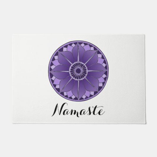 NAMASTE PurpleFlower Spiritueel Lotus Mandala Wit Deurmat (Voorkant)
