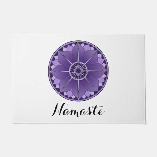 NAMASTE PurpleFlower Spiritueel Lotus Mandala Wit Deurmat (Voorkant)