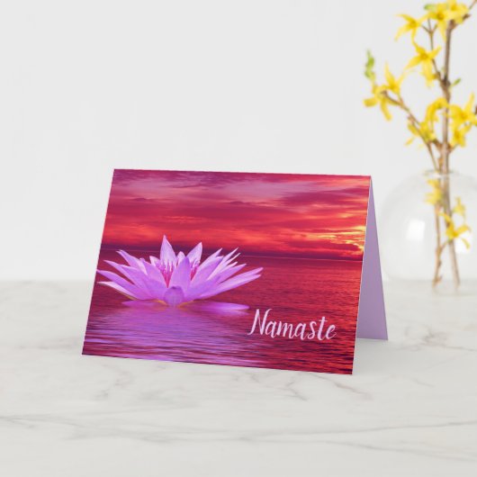 Namaste Quote Dank u Lotus op de Oceaan bij zonson Kaart (Gele Bloem)