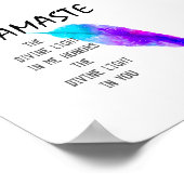 Namaste quote op paarse turkooisveer poster (Hoek)