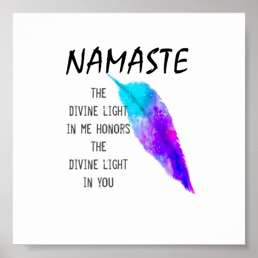 Namaste quote op paarse turkooisveer poster (Voorkant)