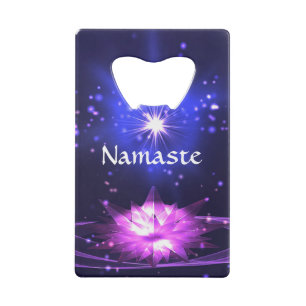 Namaste Quote Paarse Crystal Lotus & Star Creditkaart Flessenopener