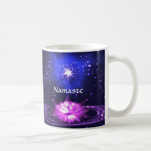 Namaste Quote Paarse Crystal Lotus & Star Cup Koffiemok (Rechts)