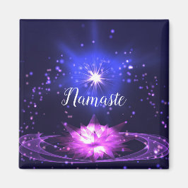 Namaste Quote Paarse Crystal Lotus & Star Magneet