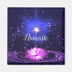 Namaste Quote Paarse Crystal Lotus & Star Magneet