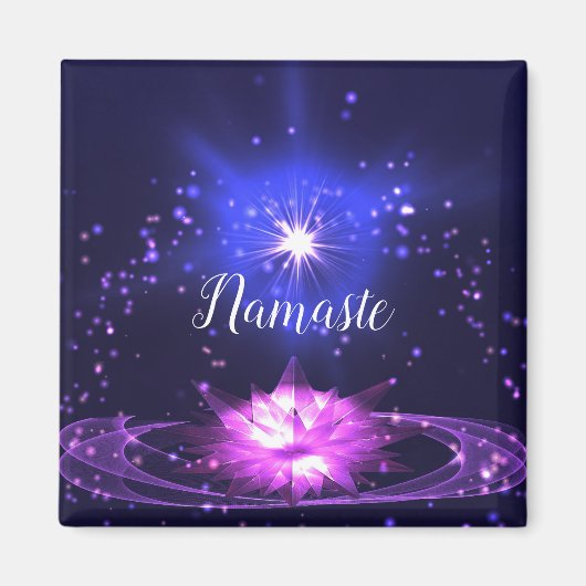Namaste Quote Paarse Crystal Lotus & Star Magneet (Voorkant)