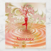 Namaste Quote Tree of Life Zen Yoga Wijn Etiket (Enkel label)