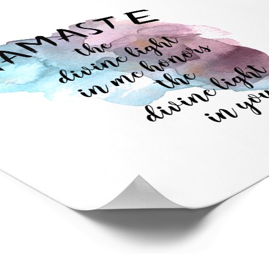 Namaste quote waterverf spetst blauw en paars poster (Hoek)