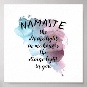 Namaste quote waterverf spetst blauw en paars poster