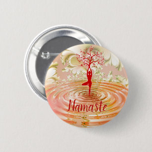 Namaste Quote Yoga Tree of Life Zen Ronde Button 5,7 Cm
