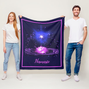 Namaste Quote Zen Yoga Paarse Crystal Stars Fleece Deken