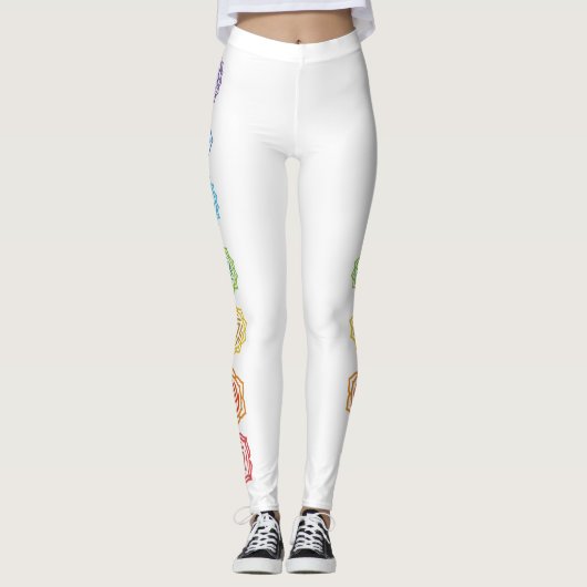 Namaste Rainbow Colored Chakras Leggings (Voorkant)