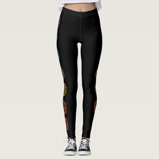 Namaste Rainbow Colored Chakras Leggings (Voorkant)