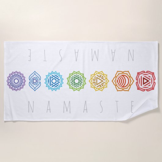 Namaste Rainbow Colored Chakras Strandlaken (Voorkant)