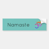 Namaste Rainbow Om Symbol Blauwgroen Groen Bumpersticker (Voorkant)