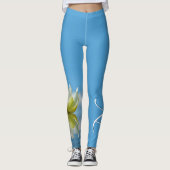 Namaste Reflecting Lotus Flower Sky Blue Yoga Leggings (Voorkant)