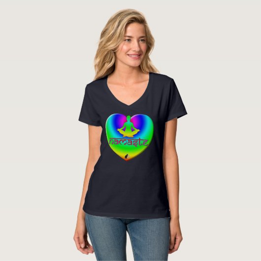 Namaste regenboogintens Heart T-Shirt (Voorkant volledig)