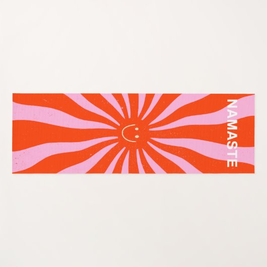 Namaste Retro Sun Abstract Oranje Roze  Yogamat (Voorkant (horizontaal))