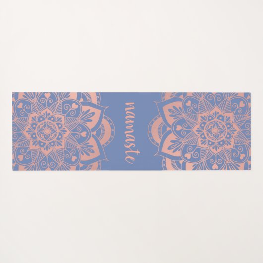 Namaste Roos Gold Mandala Flower Blue Yogamat (Achterkant (horizontaal))