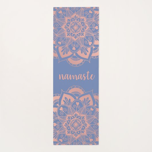 Namaste Roos Gold Mandala Flower Blue Yogamat (Achterkant)
