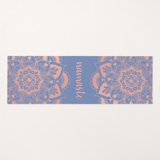 Namaste Roos Gold Mandala Flower Blue Yogamat (Voorkant (horizontaal))