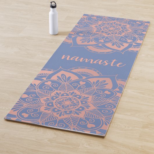 Namaste Roos Gold Mandala Flower Blue Yogamat (In situ)