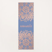 Namaste Roos Gold Mandala op blauw Yogamat (Voorkant)