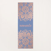 Namaste Roos Gold Mandala op blauw Yogamat (Achterkant)