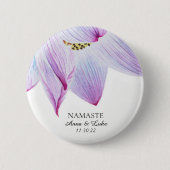 *~* Namaste Roze Blauwe Magenta Lotus Ronde Button 5,7 Cm (Voorkant)