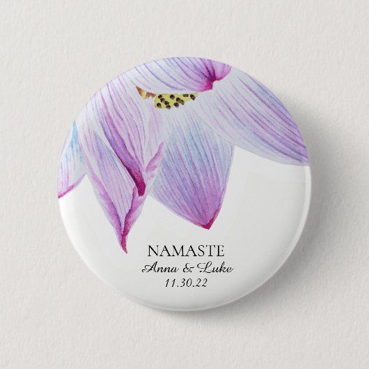 *~* Namaste Roze Blauwe Magenta Lotus Ronde Button 5,7 Cm (Voorkant)
