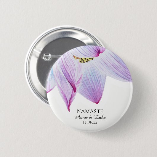 *~* Namaste Roze Blauwe Magenta Lotus Ronde Button 5,7 Cm (Voorkant /achterkant)