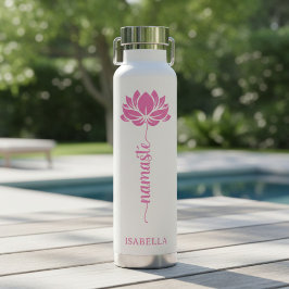 Namaste Roze Lotus Bloem Moderne Gepersonaliseerde Waterfles