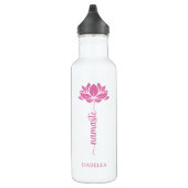 Namaste Roze Lotus Flower Modern Persoonlijke naam Waterfles (Rechts)