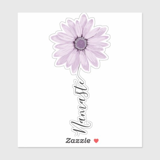 Namaste Script Lila Daisy Flower Stem Sticker (Vel)