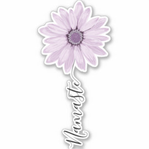 Namaste Script Lila Daisy Flower Stem Sticker