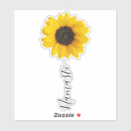 Namaste Script Sunflower Stem Sticker