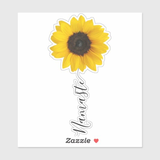 Namaste Script Sunflower Stem Sticker (Vel)