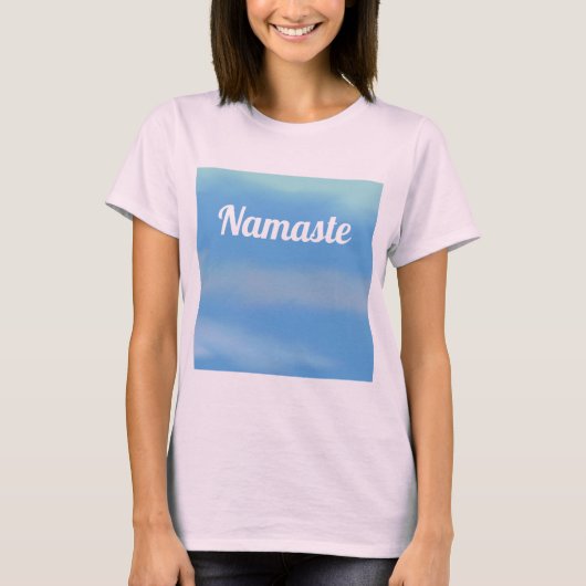 Namaste Serene sky white T-Shirt (Voorkant)