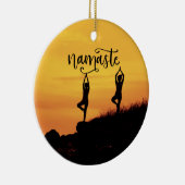 Namaste Silhouette vrouw Spirituele Meditation Yog Keramisch Ornament (Rechts)