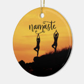 Namaste Silhouette vrouw Spirituele Meditation Yog Keramisch Ornament (Links)