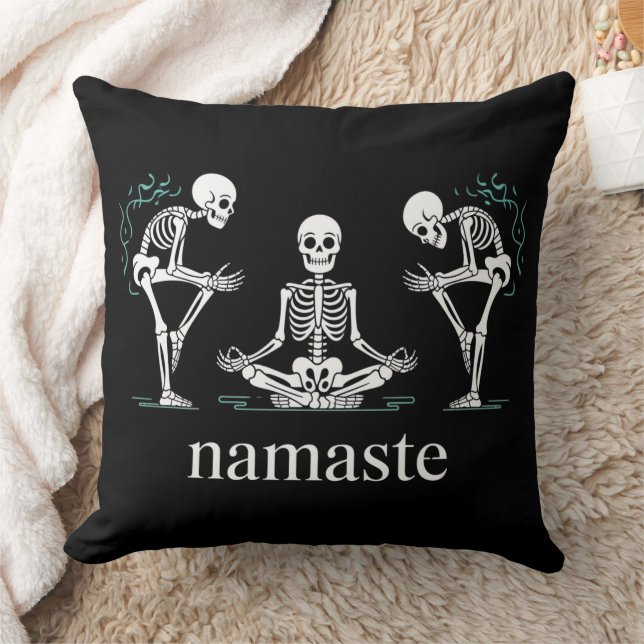 Namaste skeletten - Grappige Yoga Halloween Kussen (Deken)