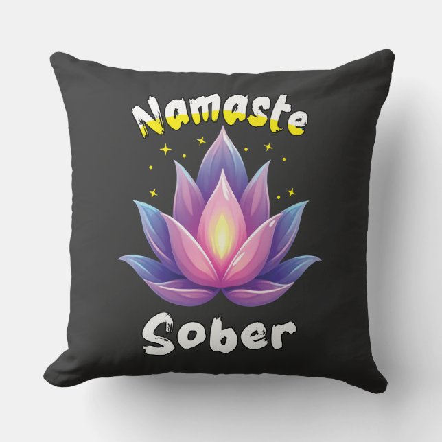 Namaste Sober met Lotus Flower Kussen (Voorkant)