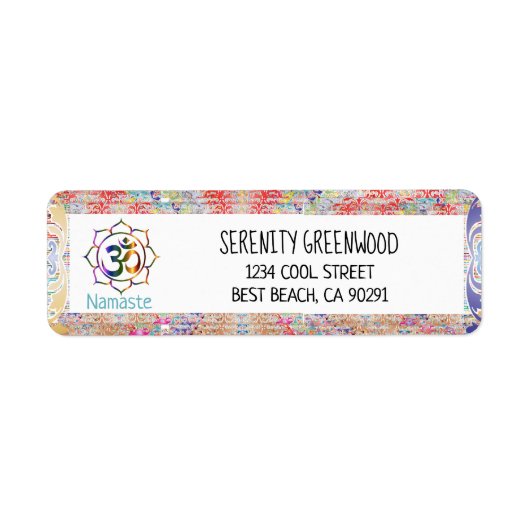 Namaste Spirituele Aum Om Lotus met grens Etiket (Voorkant)