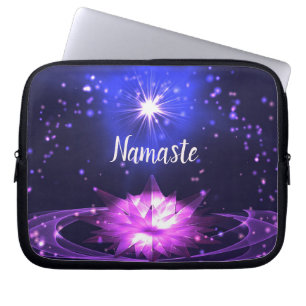 Namaste Spirituele Paarse Kristal Lotus Sterren Laptop Sleeve