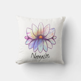 Namaste, splaatstpastel lotusbloem wit buitenkussen