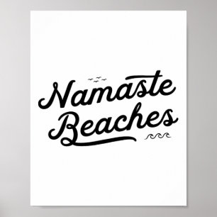 Namaste Stranden Schattige Grappige Yoga Zomer Str Poster