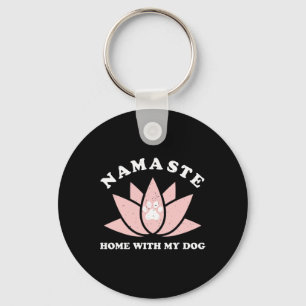 Namaste thuis met mijn hond grappig yoga cadeau vo sleutelhanger